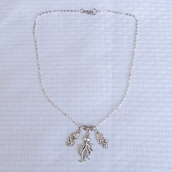 Octopus Jellyfish Necklace & Earrings Jewelry gift set - Picture 2 of 2